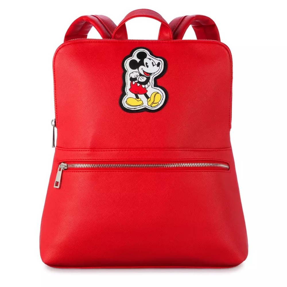 Disney Parks Red Mickey Mouse Patched & Pocketed Adjustable Strapped Backpack
